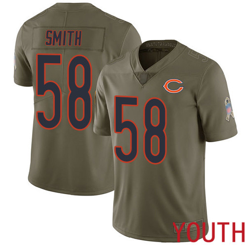 Chicago Bears Limited Olive Youth Roquan Smith Jersey NFL Football #58 2017 Salute to Service->youth nfl jersey->Youth Jersey